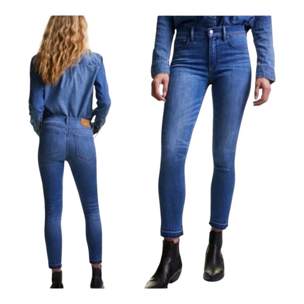 Denim Forum Aritzia The Nico Mid Rise Skinny Crop‎ Raw Released Hems Size 28 - Picture 11 of 11